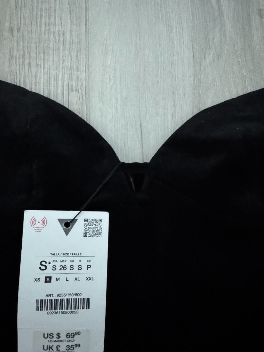 ZARA Short Dress Sweetheart Neck Volume Skirt Thin Straps | Black | NWT | XS / S - Picture 9 of 11
